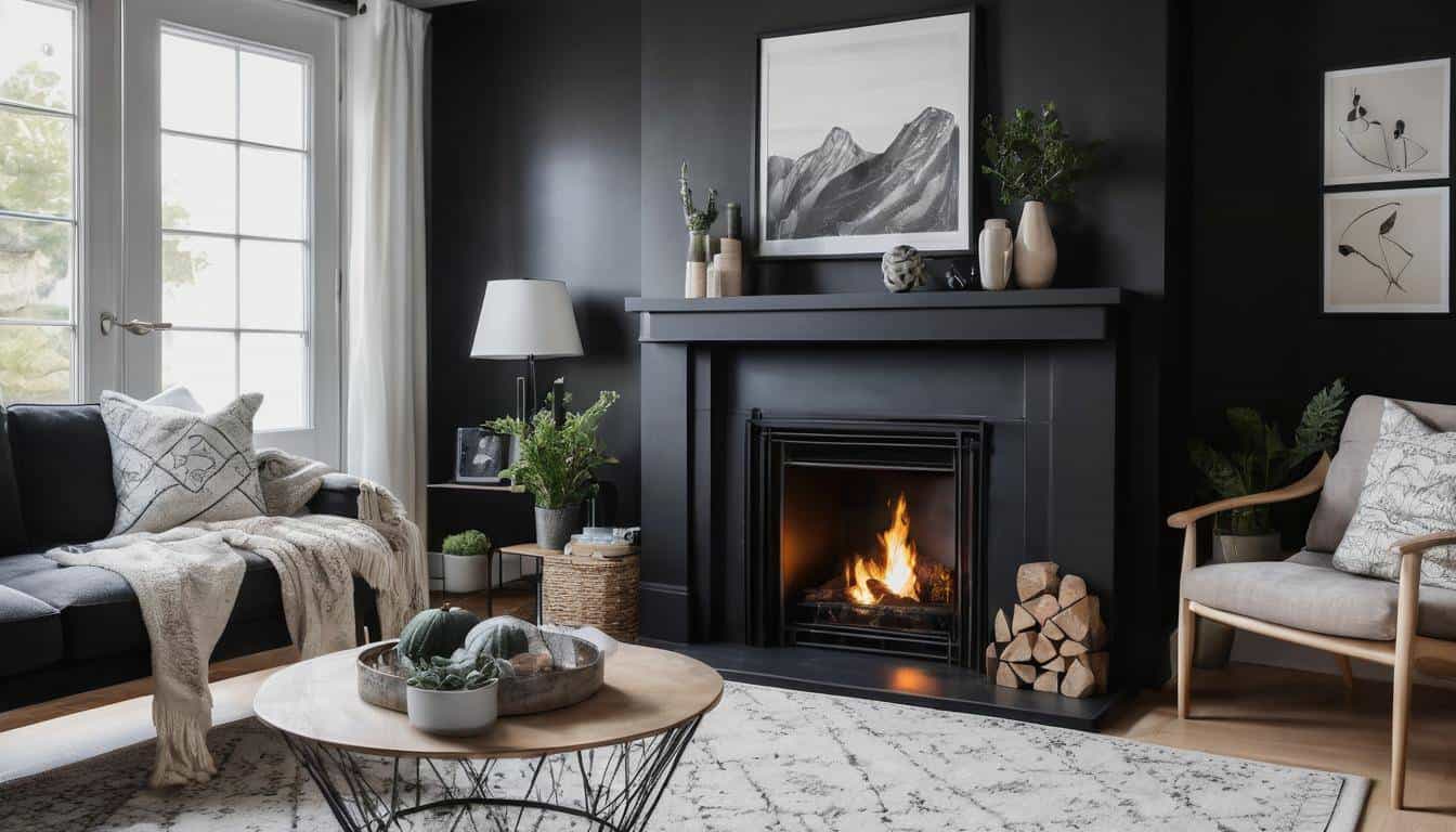 Black painted fireplace design