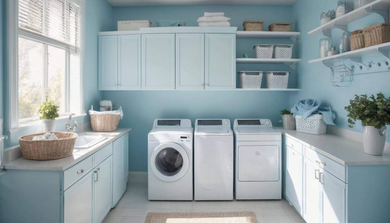 Bright cheerful laundry room