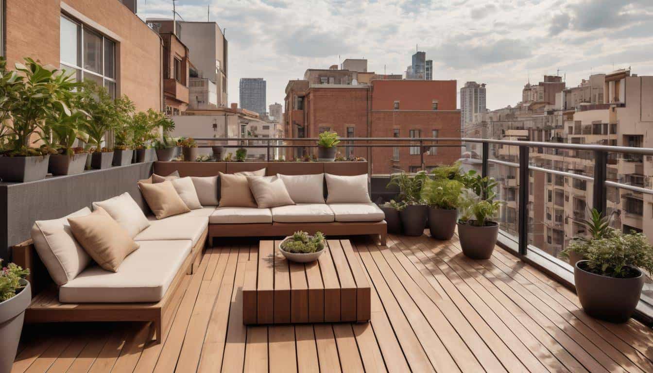 Brown rooftop balcony design