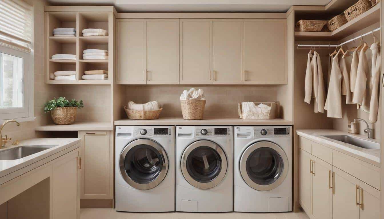 Charming beige laundry room