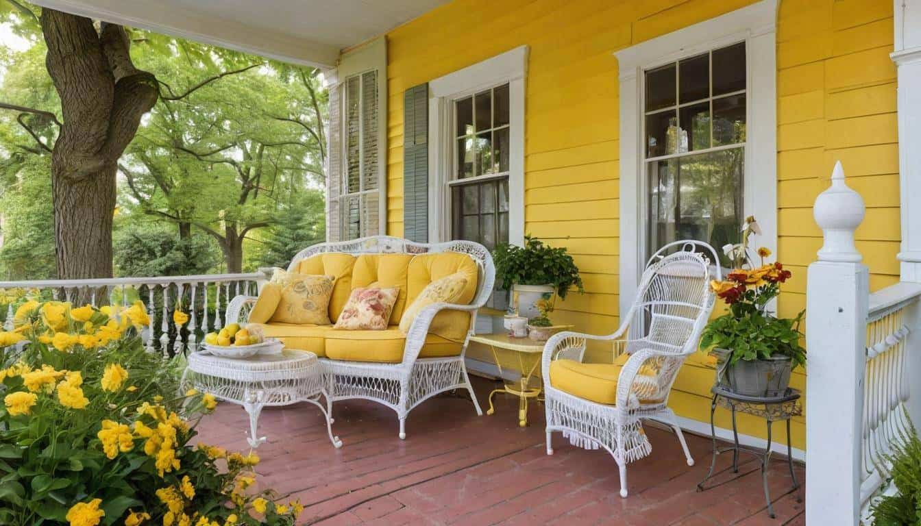 Cheerful yellow front porch