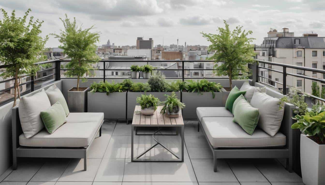 Chic grey rooftop decor