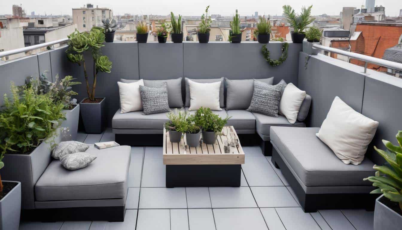 Chic grey rooftop oasis