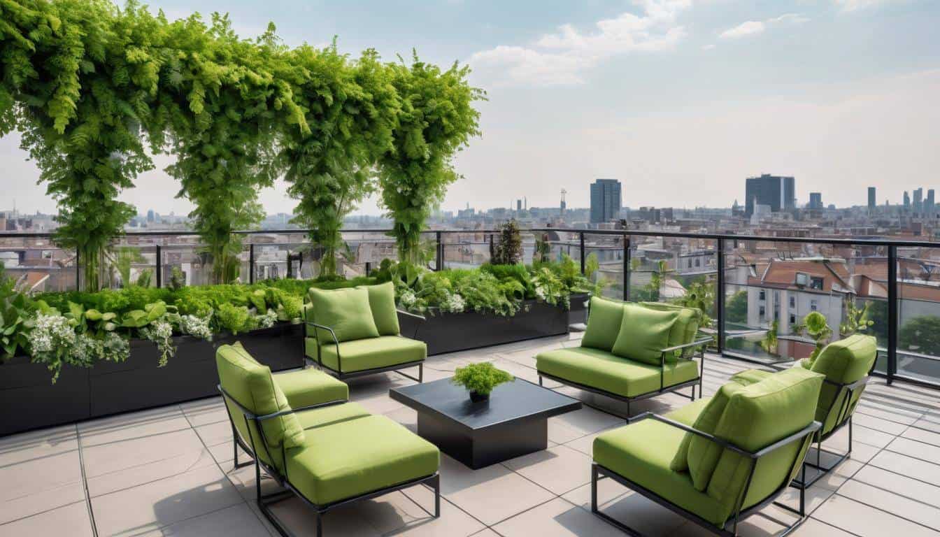 Chic urban rooftop oasis