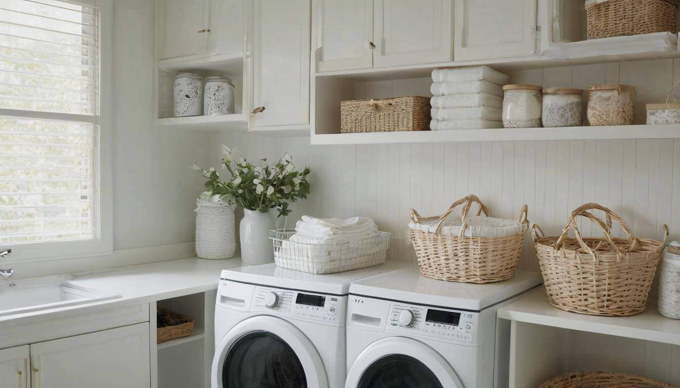 Chic white laundry accessories