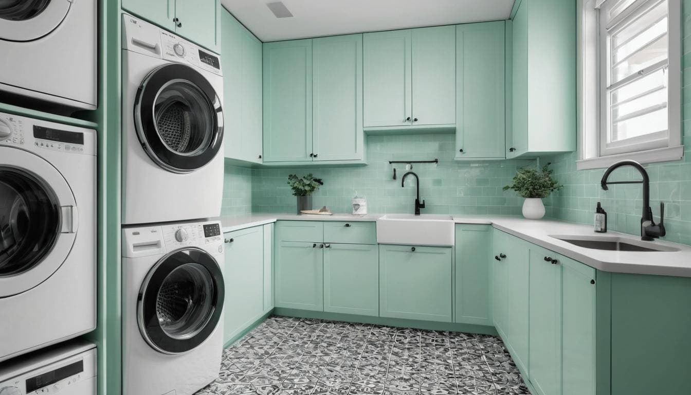 Classic black and white laundry tiles