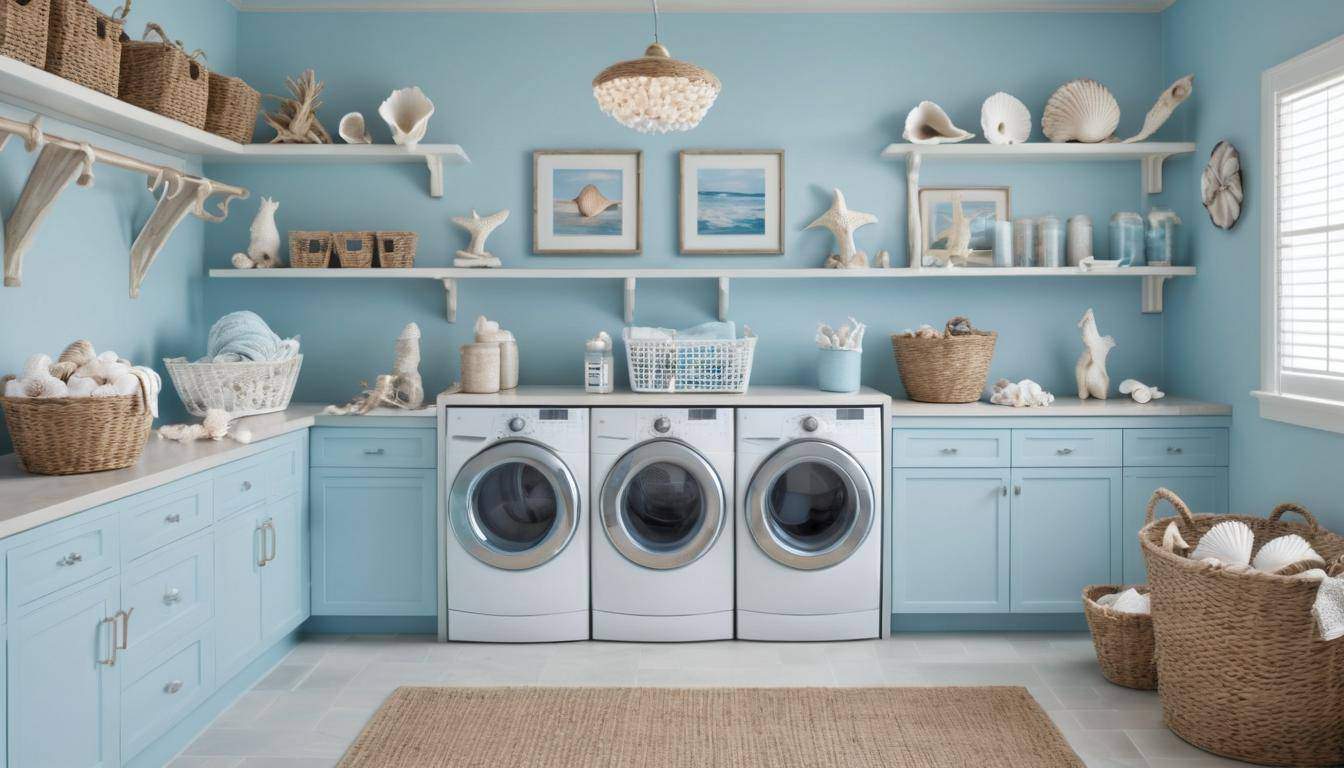 Coastal laundry room decor