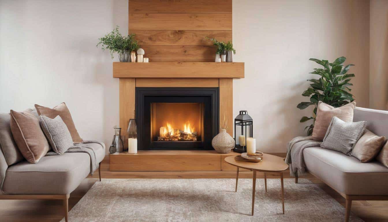 Cozy Wooden Mantel Fireplace