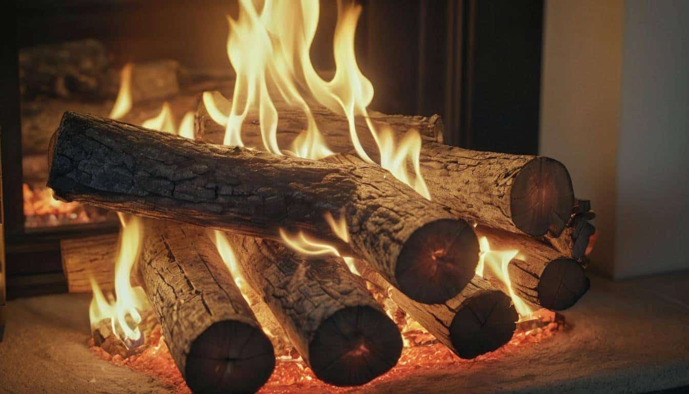 Cozy artificial log fireplace