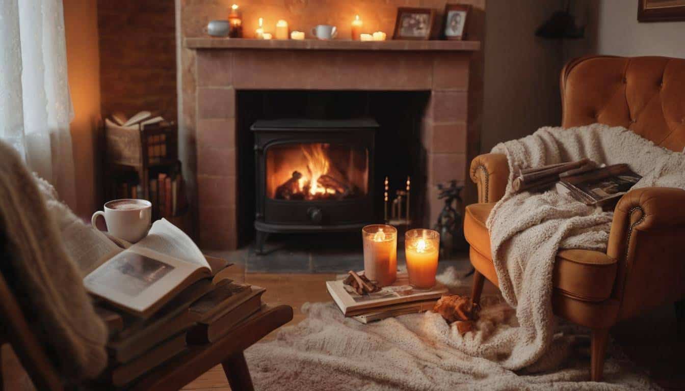 Cozy fireplace ambiance