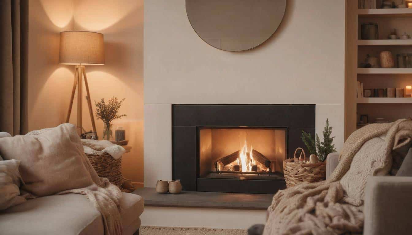 Cozy fireplace lighting