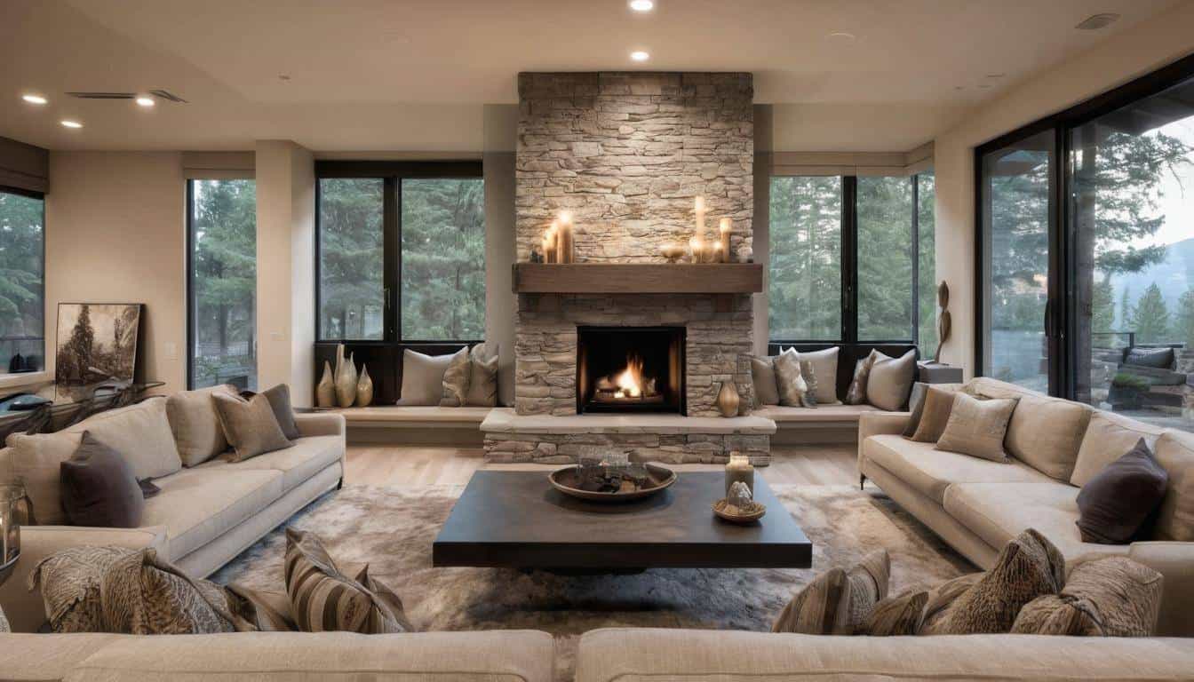 Cozy gray fireplace