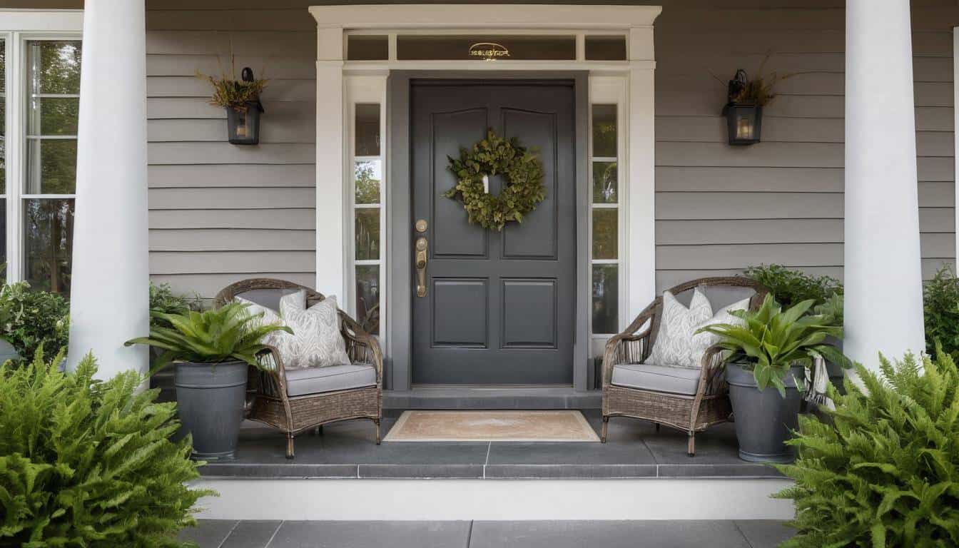 Cozy grey front porch