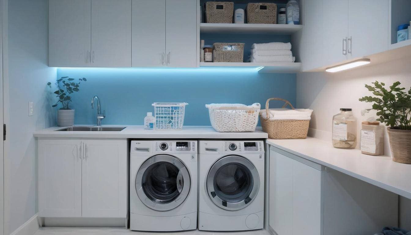 Cozy laundry with LED lights