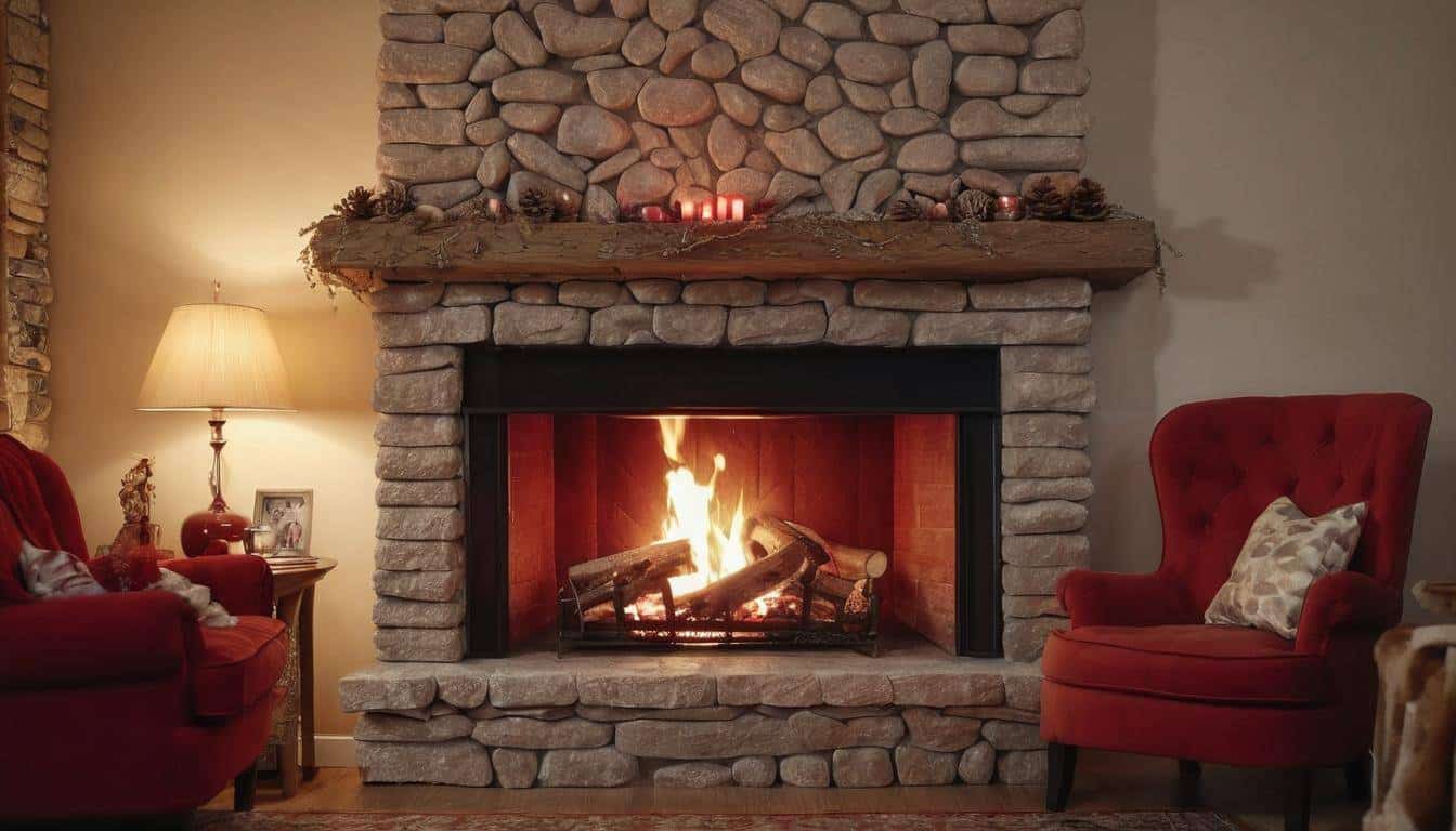 Cozy red fireplace