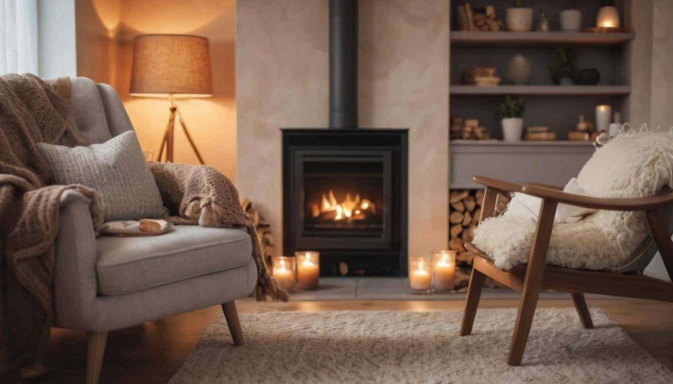 Cozy warmth near fireplace