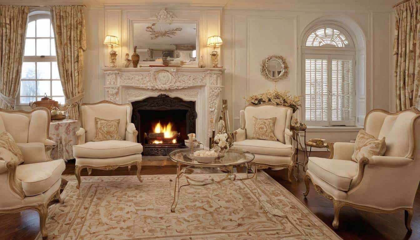 Cozy white fireplace