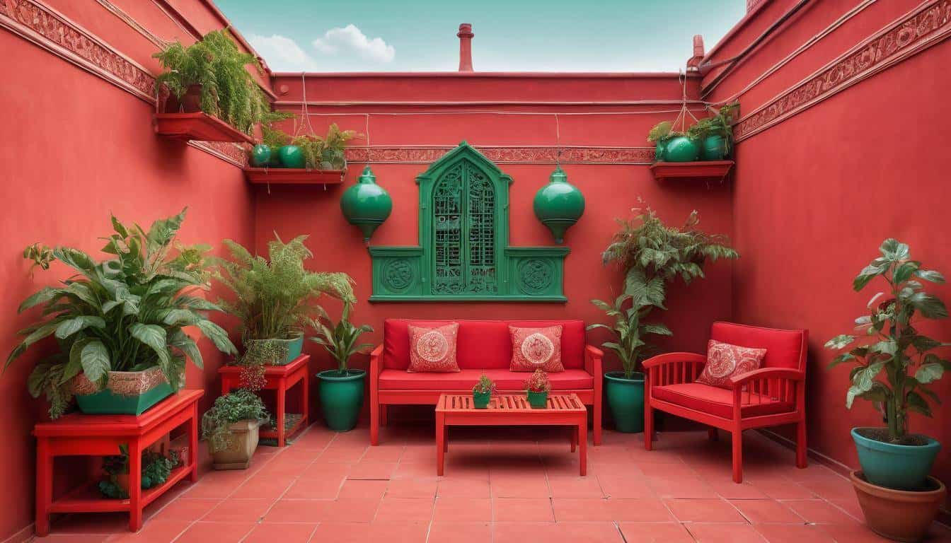 Cultural rooftop in red