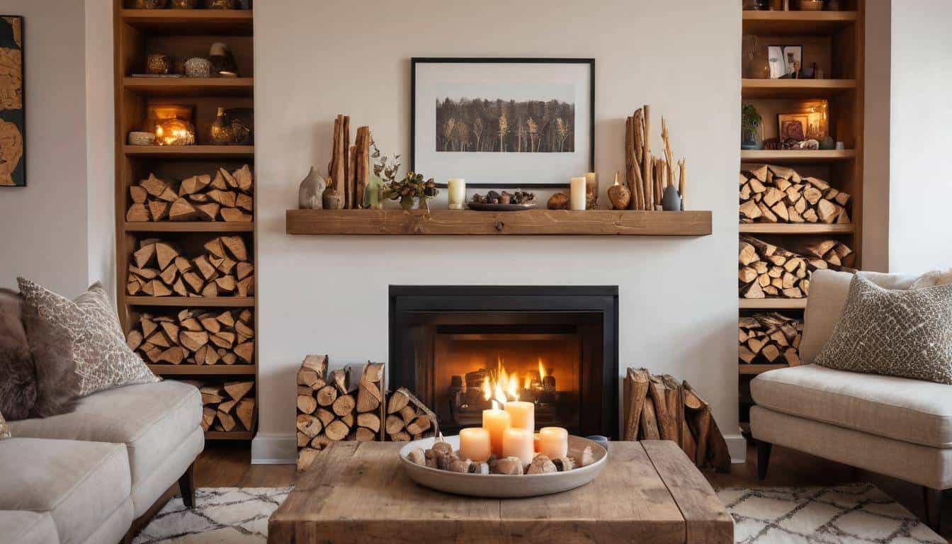 Decorated fireplace focal point