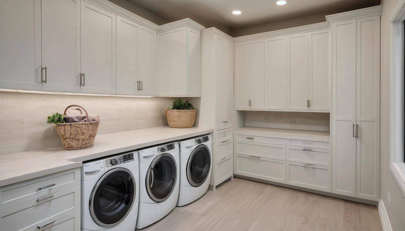 Efficient laundry room with custom cabinetry