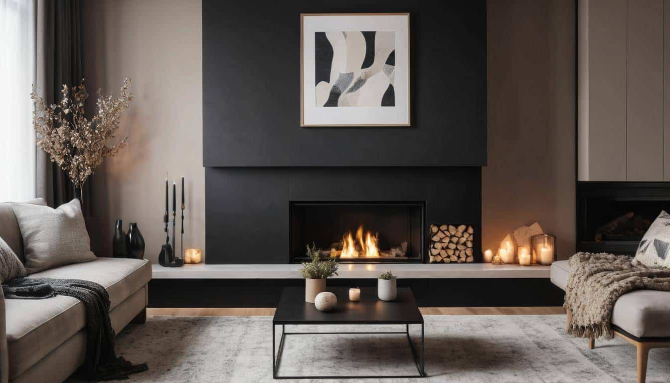 Elegant black fireplace design