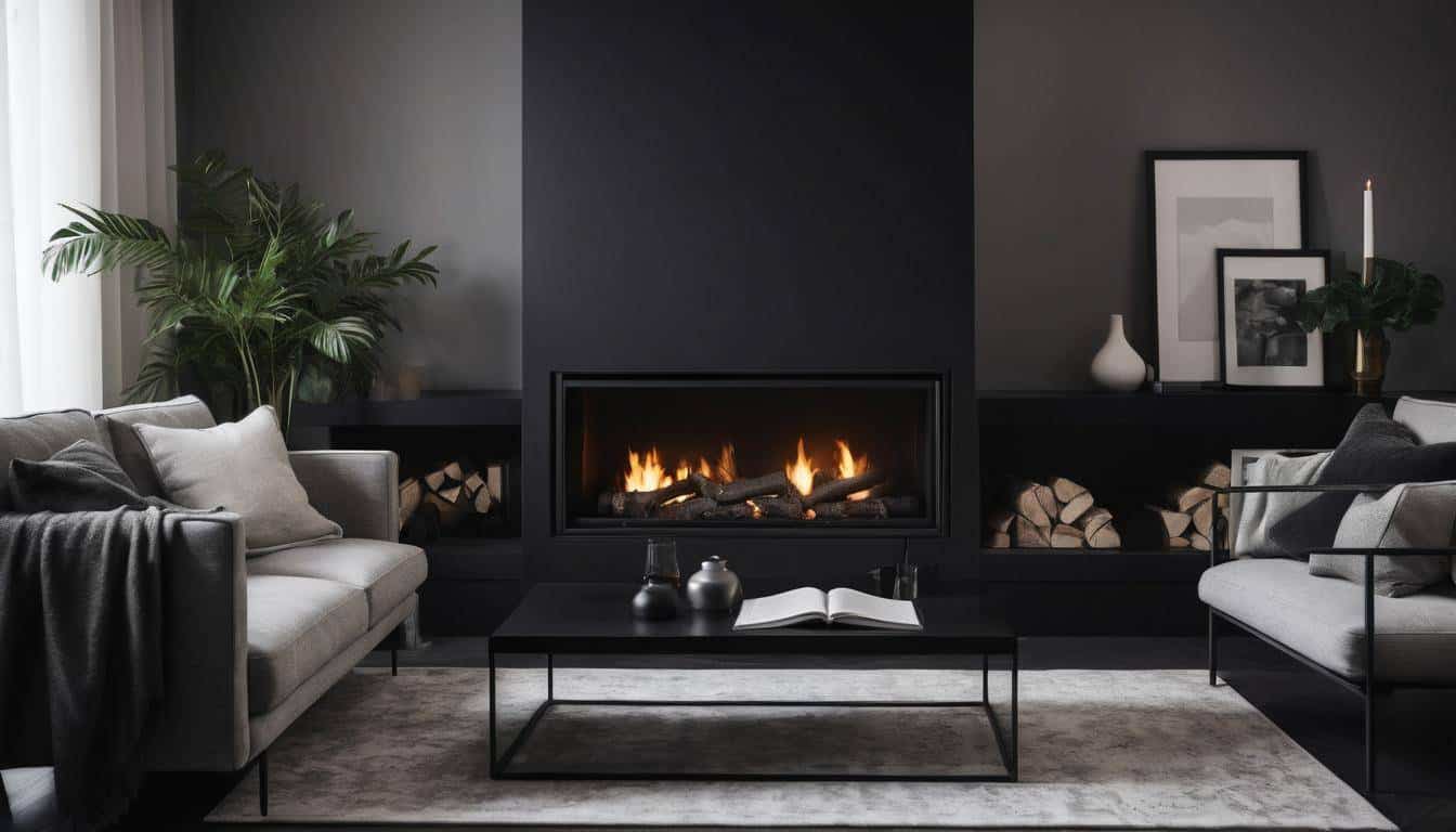 Elegant black fireplace