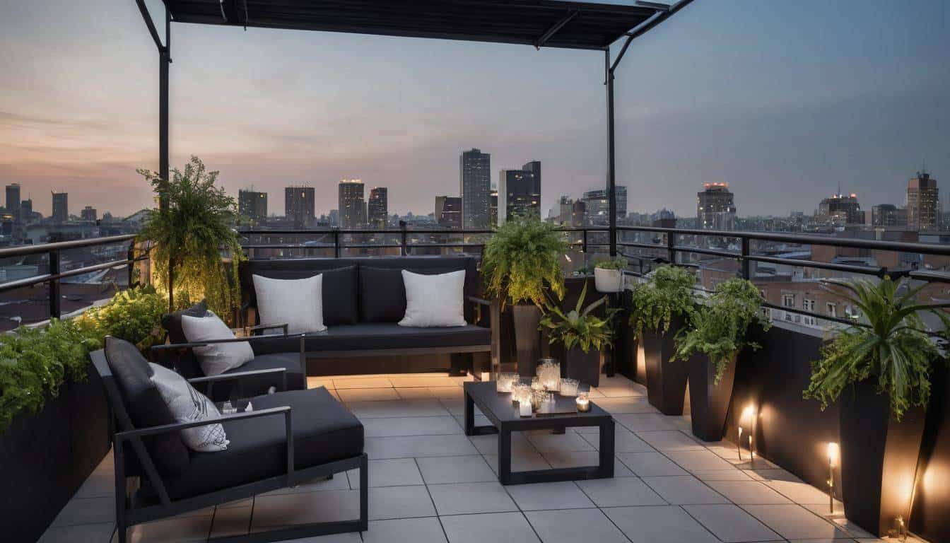 Elegant black rooftop