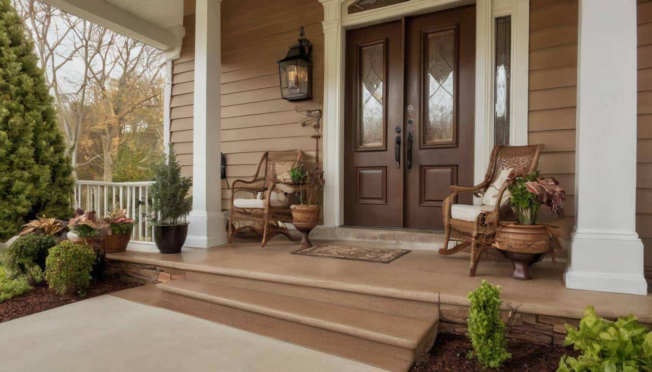 Elegant brown front porch