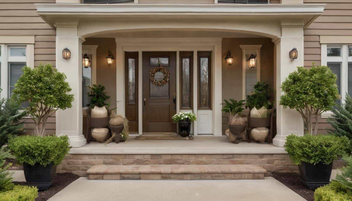 Elegant brown front porch