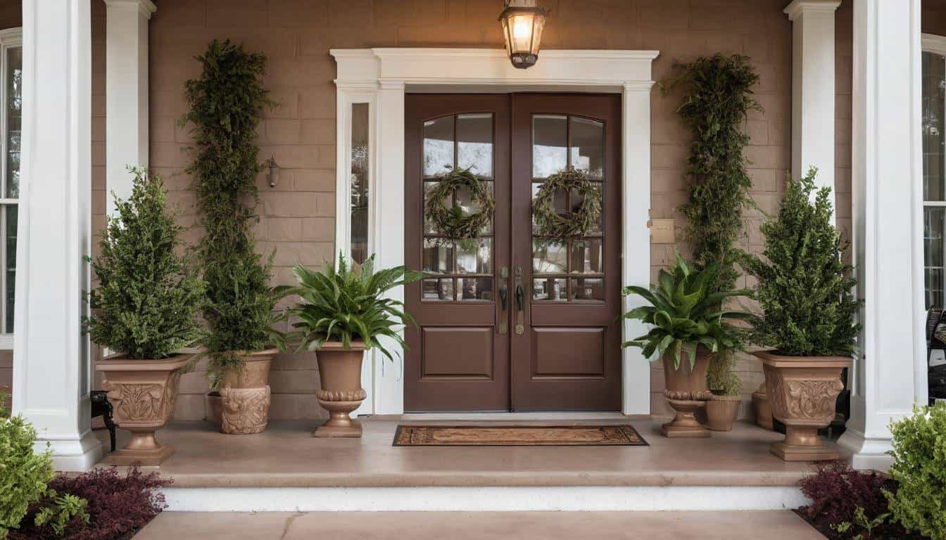 Elegant brown front porch decor