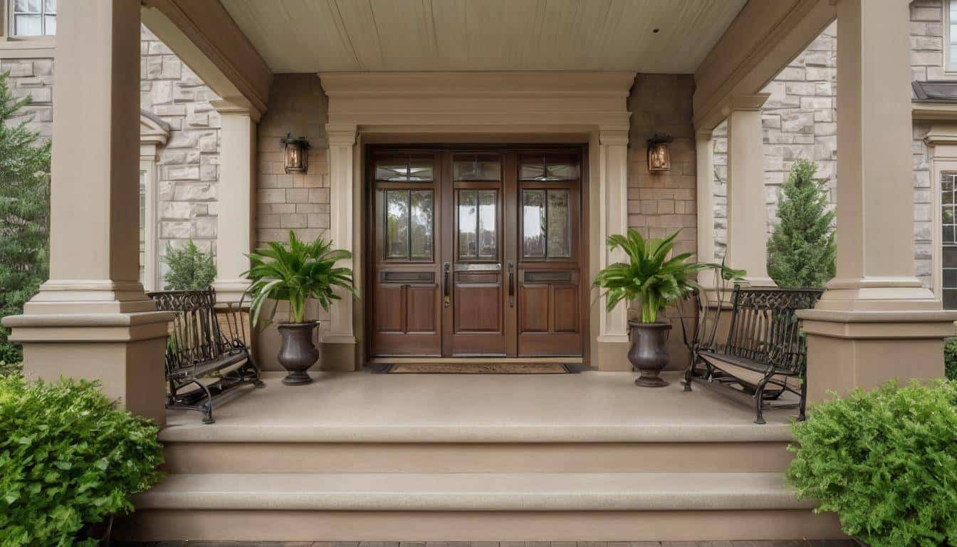 Elegant brown front porch