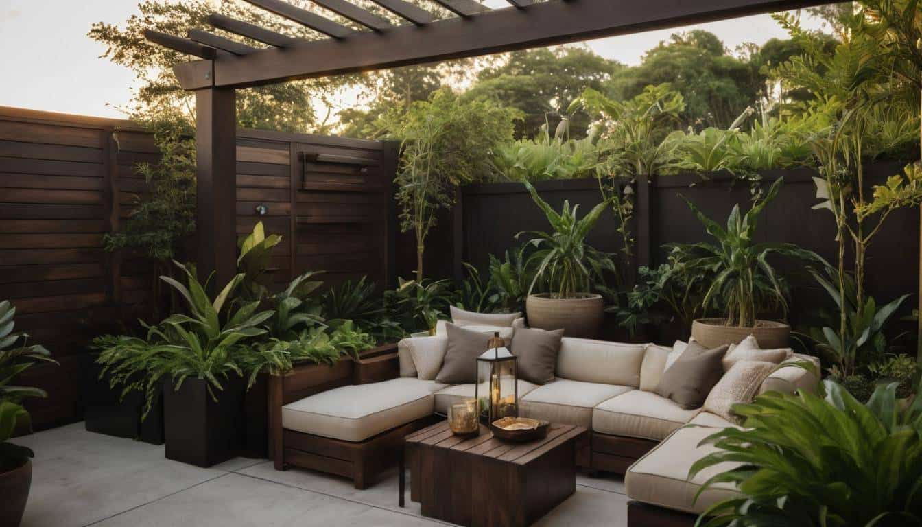 Elegant dark wood outdoor decor