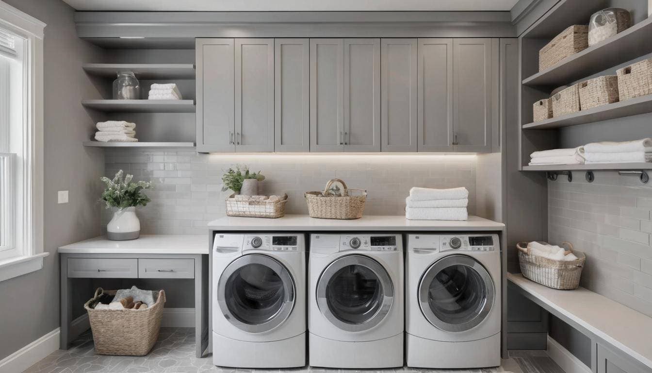 Elegant gray laundry room