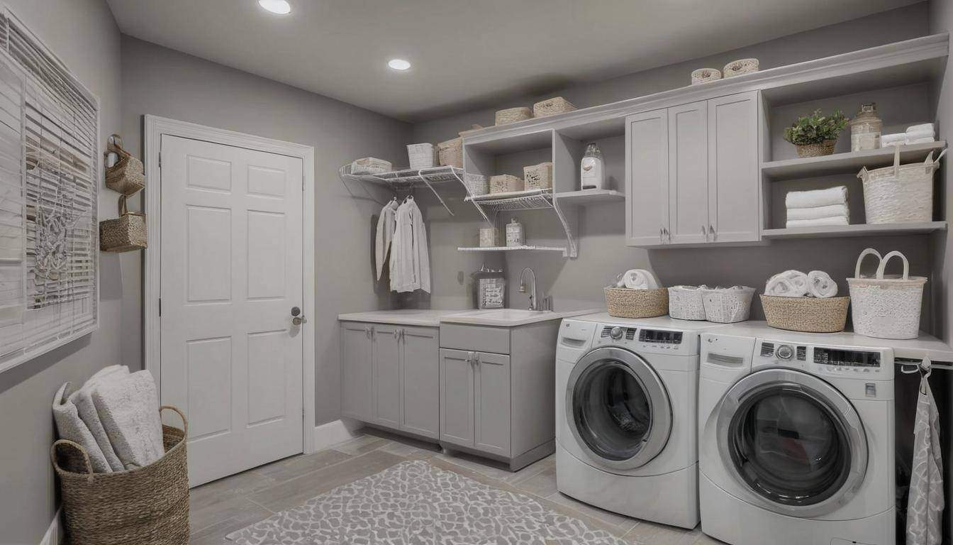 Elegant gray laundry room decor