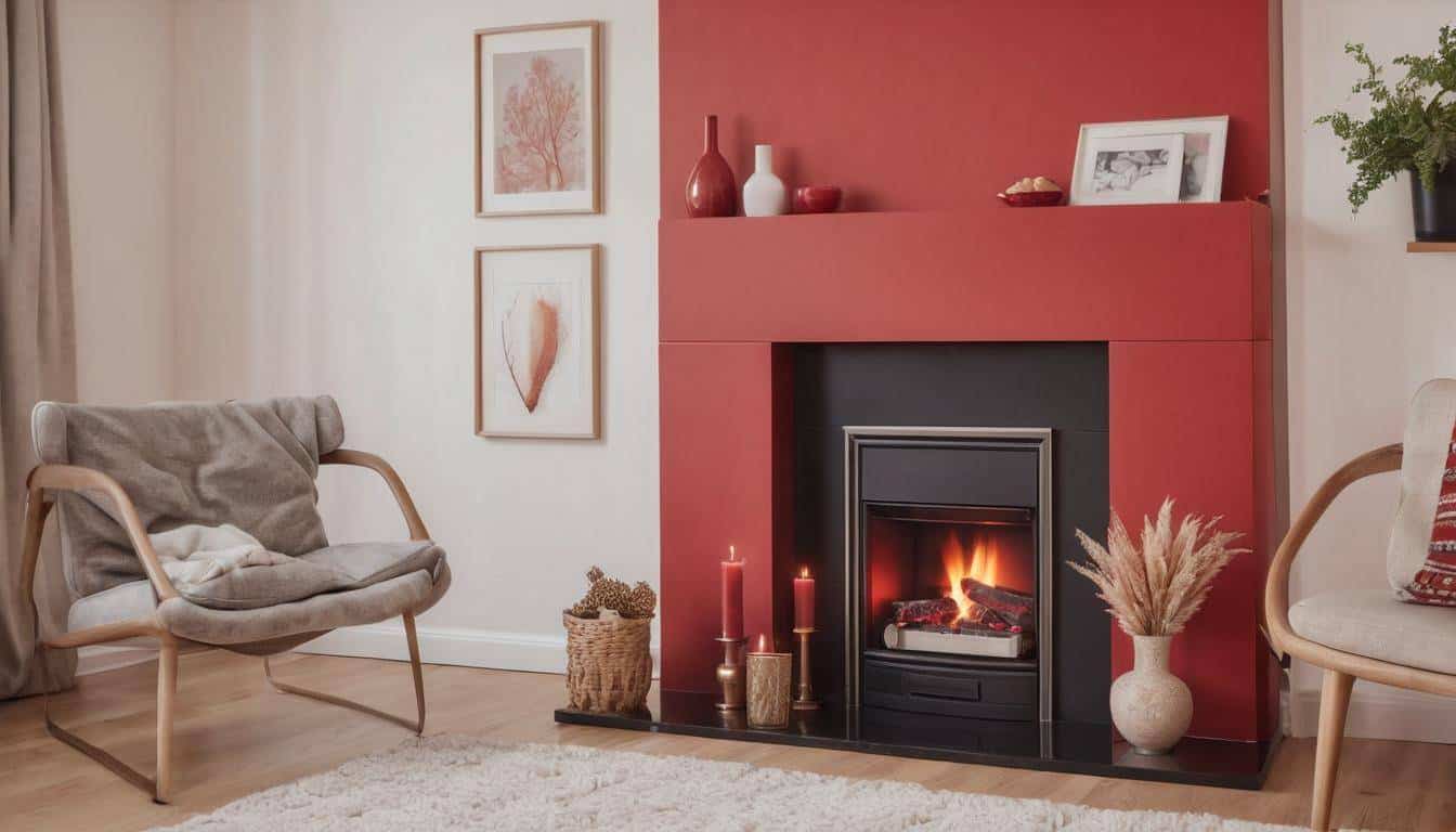 Elegant red fireplace