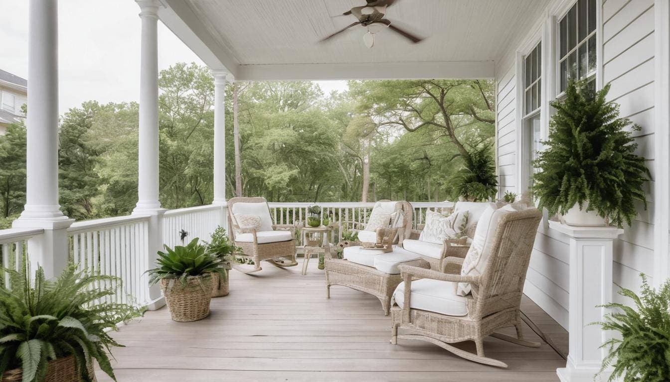 Elegant white front porch