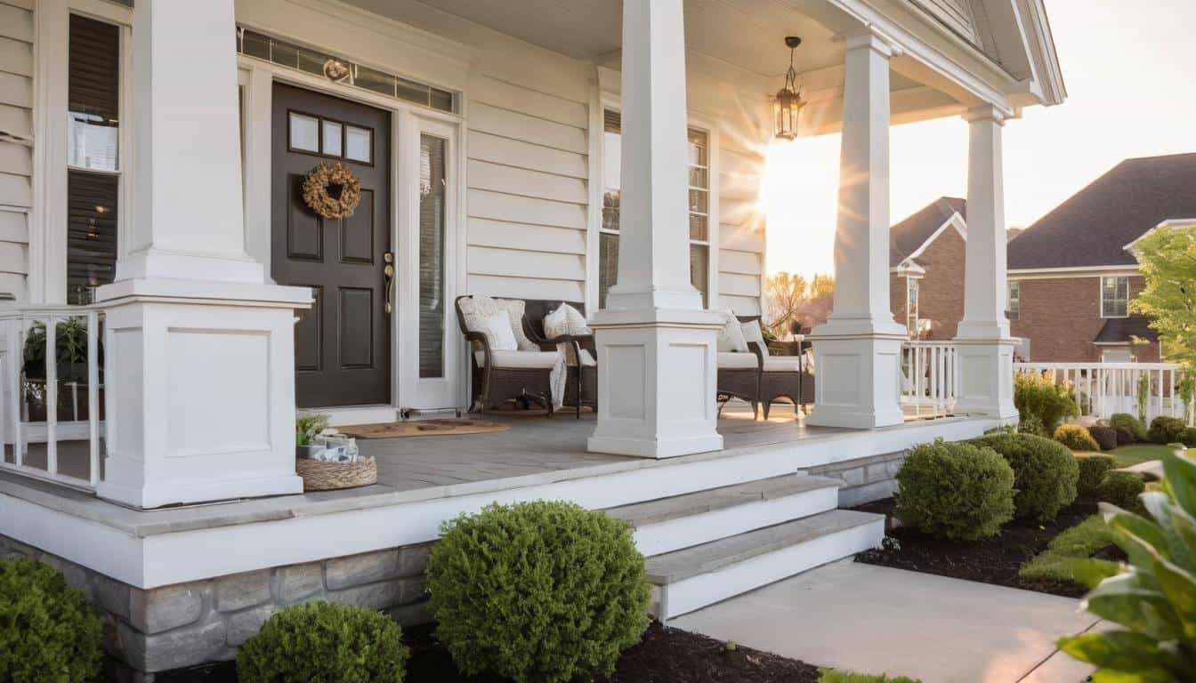 Elegant white front porch