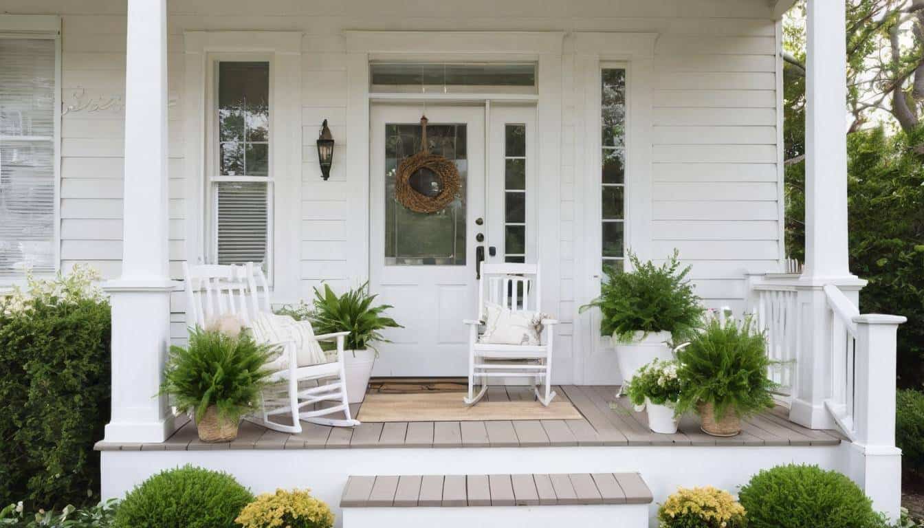 Elegant white front porch