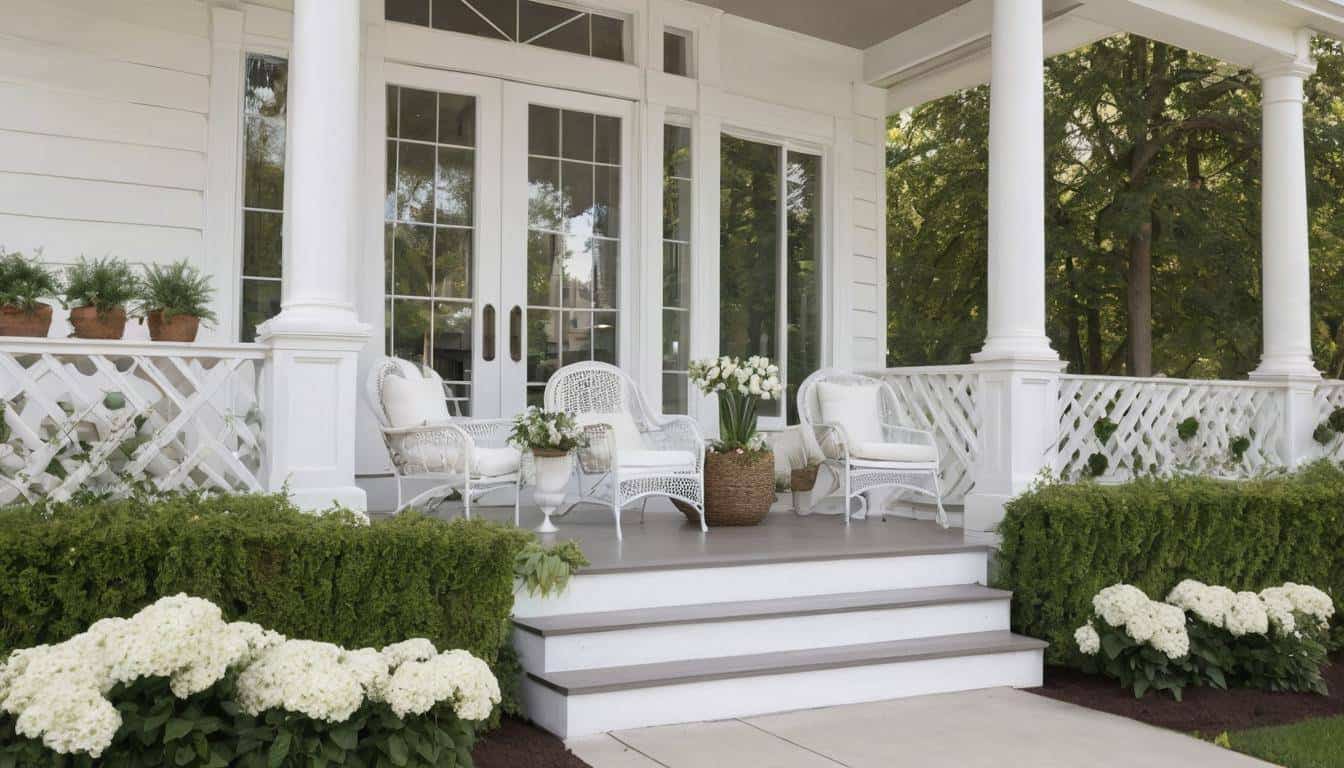 Elegant white front porch