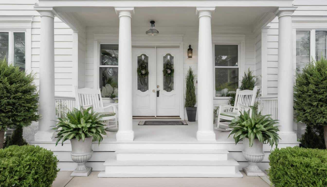 Elegant white front porch design