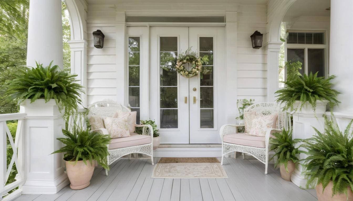 Elegant white front porch design