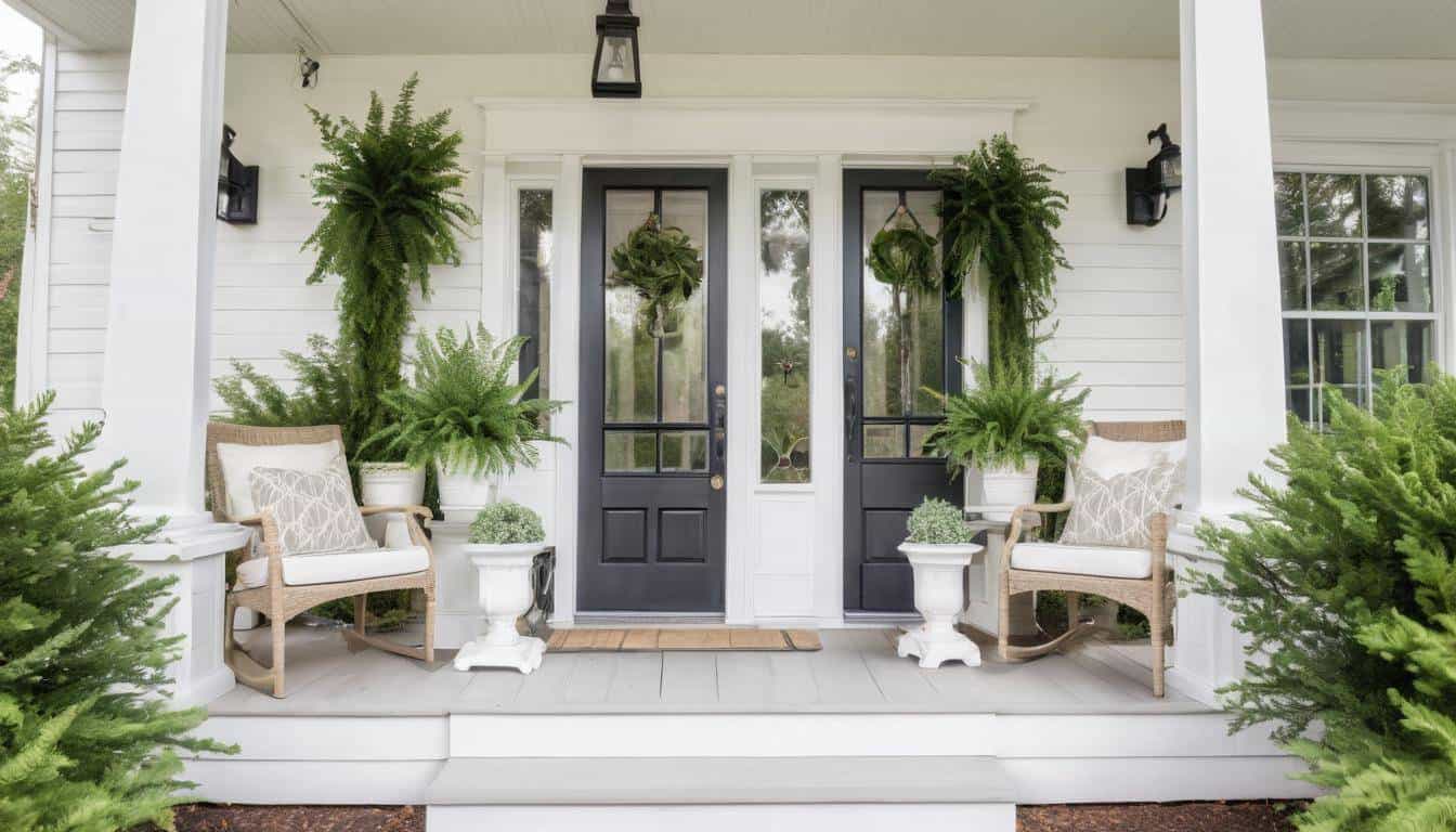 Elegant white front porch