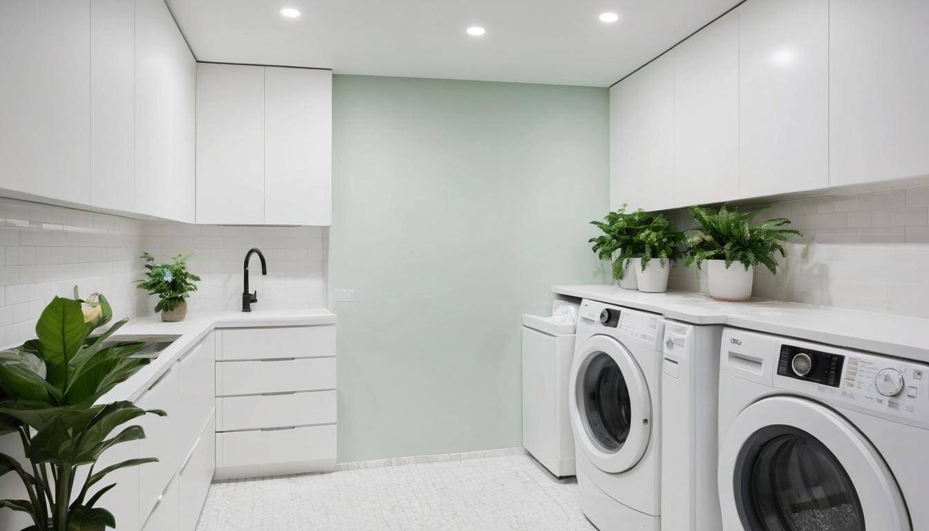 Elegant white laundry room