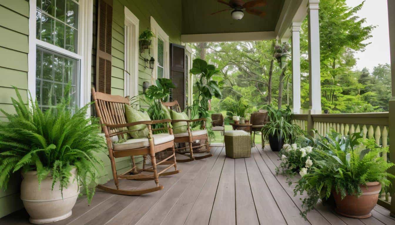 Enchanting green front porch