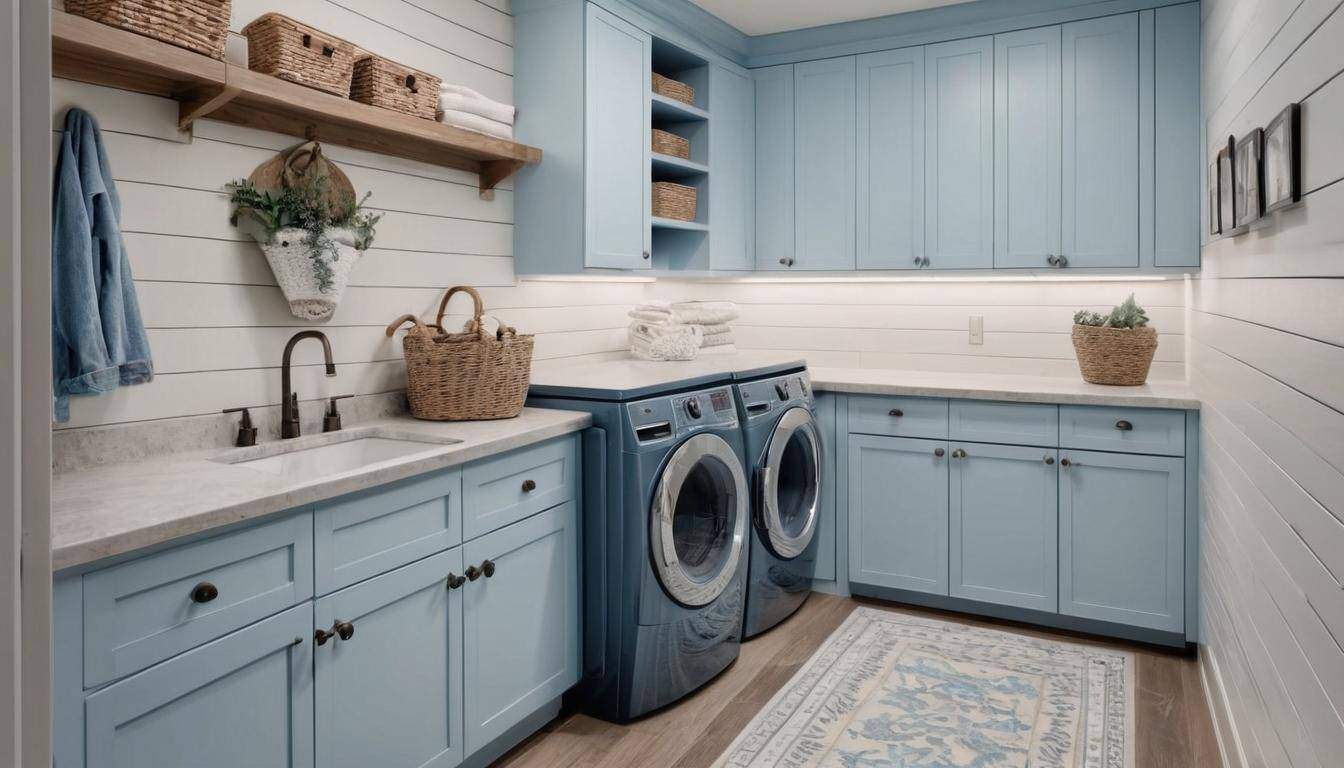 Farmhouse chic blue laundry