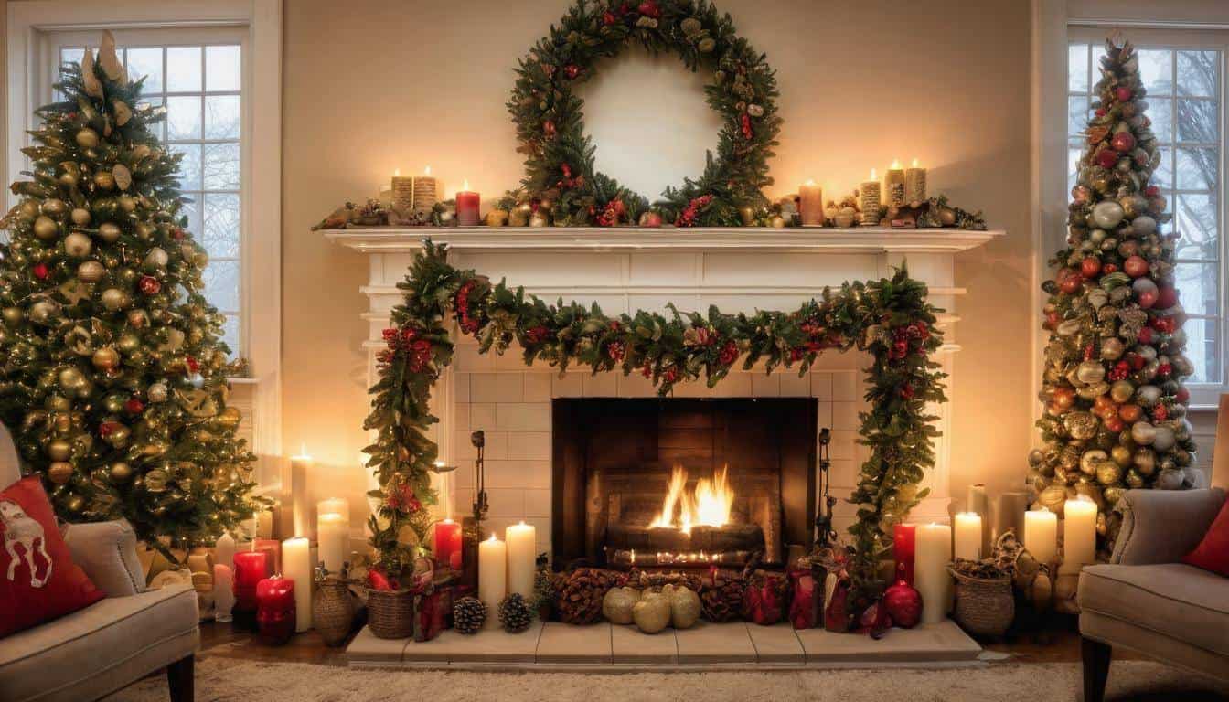 Festive fireplace decor