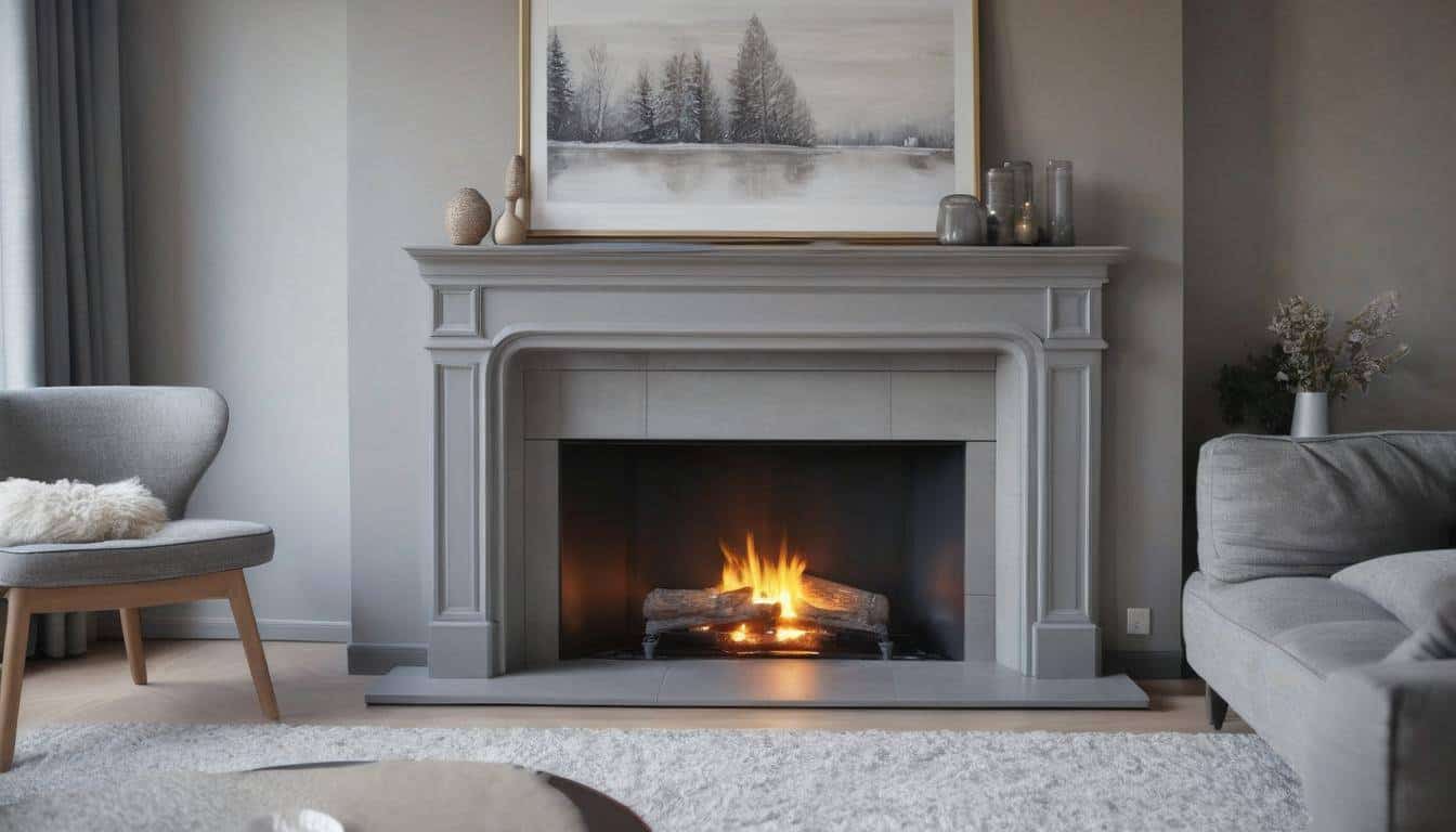 Gray fireplace in home