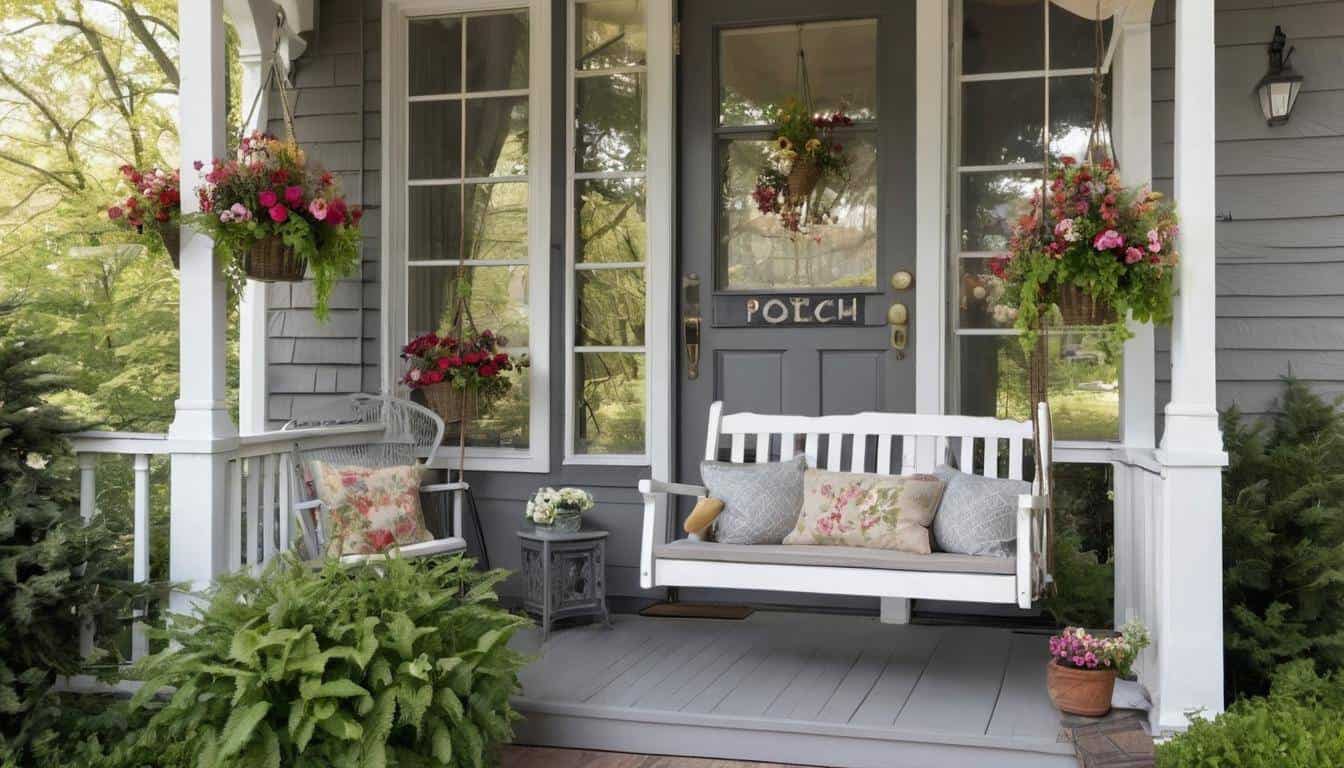 Inviting gray front porch