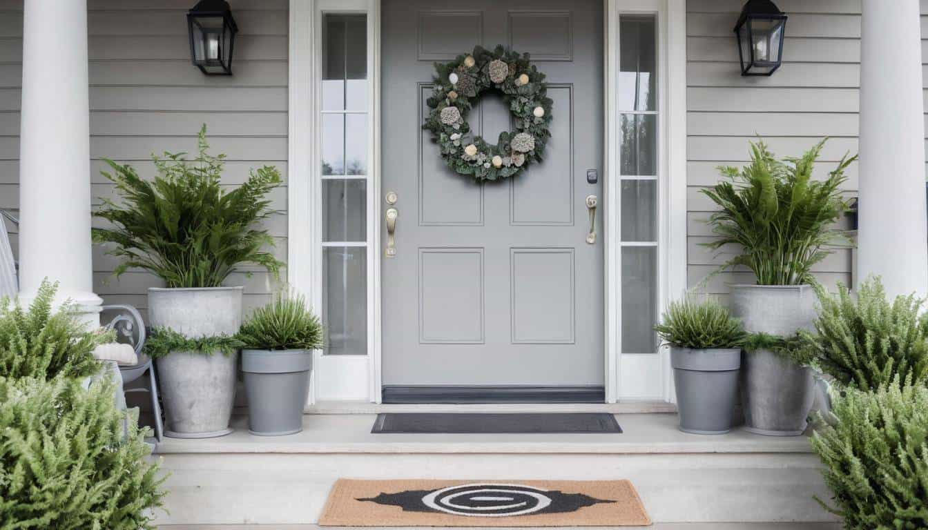 Inviting grey front porch