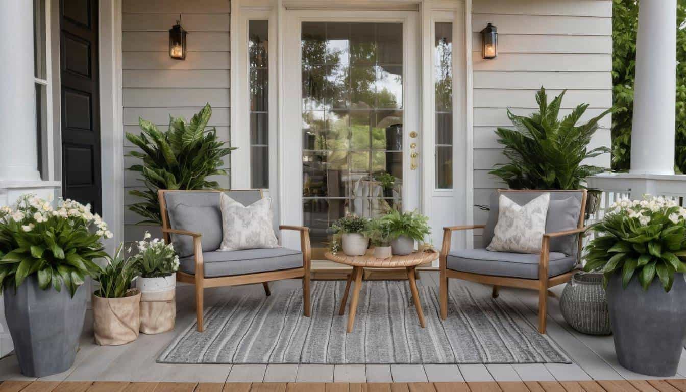 Inviting grey front porch